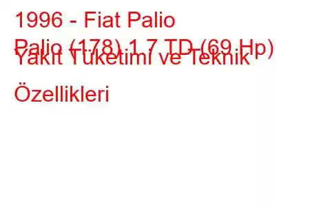 1996 - Fiat Palio
Palio (178) 1.7 TD (69 Hp) Yakıt Tüketimi ve Teknik Özellikleri