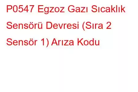 P0547 Egzoz Gazı Sıcaklık Sensörü Devresi (Sıra 2 Sensör 1) Arıza Kodu