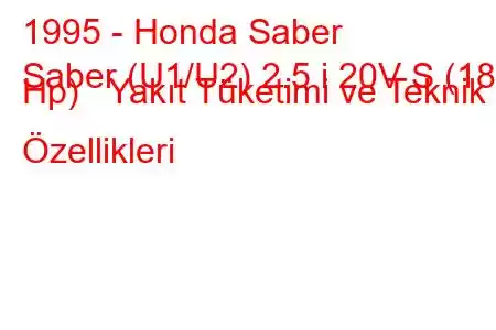 1995 - Honda Saber
Saber (U1/U2) 2.5 i 20V S (180 Hp) Yakıt Tüketimi ve Teknik Özellikleri