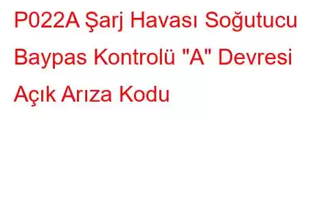 P022A Şarj Havası Soğutucu Baypas Kontrolü 