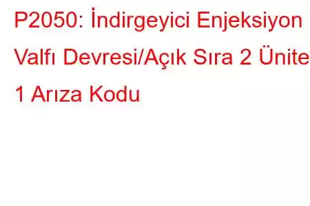 P2050: İndirgeyici Enjeksiyon Valfı Devresi/Açık Sıra 2 Ünite 1 Arıza Kodu