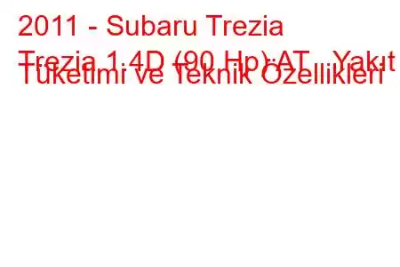 2011 - Subaru Trezia
Trezia 1.4D (90 Hp) AT Yakıt Tüketimi ve Teknik Özellikleri