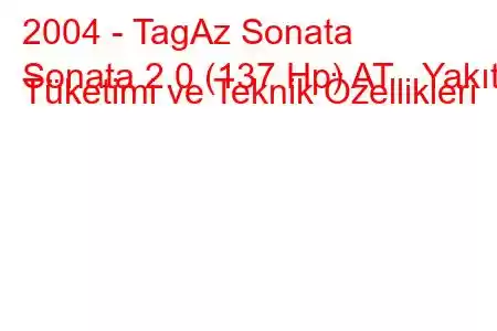 2004 - TagAz Sonata
Sonata 2.0 (137 Hp) AT Yakıt Tüketimi ve Teknik Özellikleri