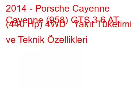 2014 - Porsche Cayenne
Cayenne (958) GTS 3.6 AT (440 Hp) 4WD Yakıt Tüketimi ve Teknik Özellikleri