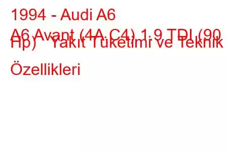 1994 - Audi A6
A6 Avant (4A,C4) 1.9 TDI (90 Hp) Yakıt Tüketimi ve Teknik Özellikleri