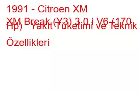 1991 - Citroen XM
XM Break (Y3) 3.0 i V6 (170 Hp) Yakıt Tüketimi ve Teknik Özellikleri