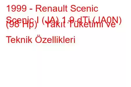 1999 - Renault Scenic
Scenic I (JA) 1.9 dTi (JA0N) (98 Hp) Yakıt Tüketimi ve Teknik Özellikleri