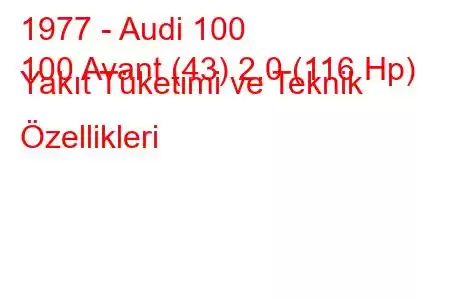 1977 - Audi 100
100 Avant (43) 2.0 (116 Hp) Yakıt Tüketimi ve Teknik Özellikleri