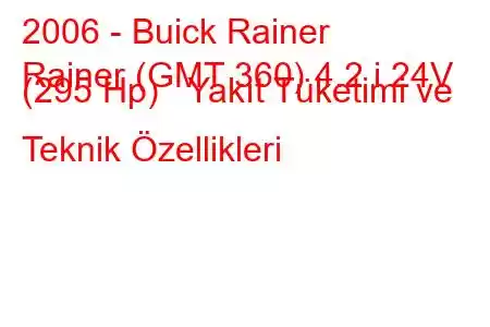 2006 - Buick Rainer
Rainer (GMT 360) 4.2 i 24V (295 Hp) Yakıt Tüketimi ve Teknik Özellikleri