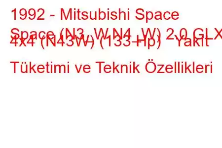 1992 - Mitsubishi Space
Space (N3_W,N4_W) 2.0 GLXi 4x4 (N43W) (133 Hp) Yakıt Tüketimi ve Teknik Özellikleri