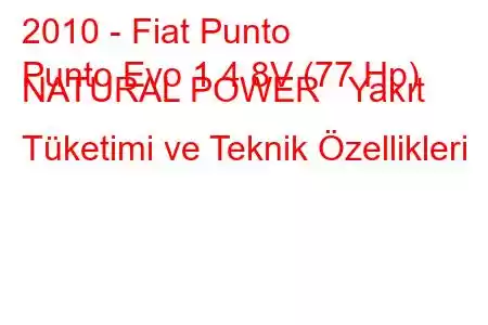 2010 - Fiat Punto
Punto Evo 1.4 8V (77 Hp) NATURAL POWER Yakıt Tüketimi ve Teknik Özellikleri