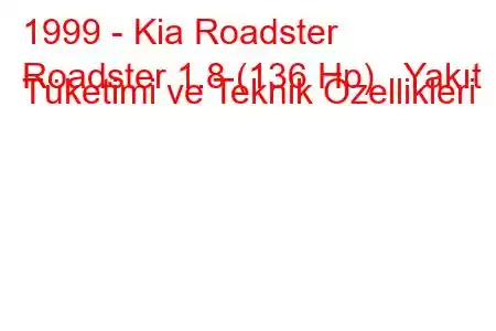 1999 - Kia Roadster
Roadster 1.8 (136 Hp) Yakıt Tüketimi ve Teknik Özellikleri