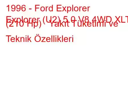 1996 - Ford Explorer
Explorer (U2) 5.0 V8 4WD XLT (210 Hp) Yakıt Tüketimi ve Teknik Özellikleri