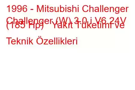 1996 - Mitsubishi Challenger
Challenger (W) 3.0 i V6 24V (185 Hp) Yakıt Tüketimi ve Teknik Özellikleri