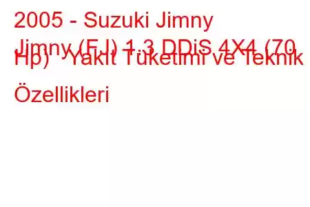 2005 - Suzuki Jimny
Jimny (FJ) 1.3 DDiS 4X4 (70 Hp) Yakıt Tüketimi ve Teknik Özellikleri