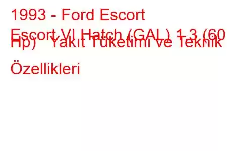 1993 - Ford Escort
Escort VI Hatch (GAL) 1.3 (60 Hp) Yakıt Tüketimi ve Teknik Özellikleri