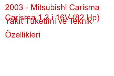 2003 - Mitsubishi Carisma
Carisma 1.3 i 16V (82 Hp) Yakıt Tüketimi ve Teknik Özellikleri