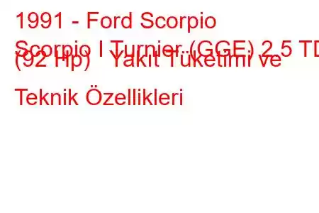 1991 - Ford Scorpio
Scorpio I Turnier (GGE) 2.5 TD (92 Hp) Yakıt Tüketimi ve Teknik Özellikleri