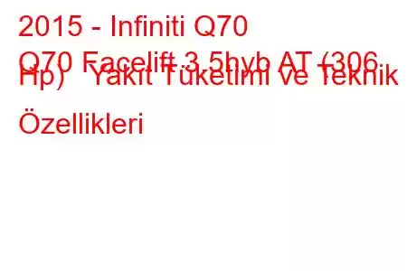 2015 - Infiniti Q70
Q70 Facelift 3.5hyb AT (306 Hp) Yakıt Tüketimi ve Teknik Özellikleri