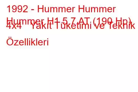 1992 - Hummer Hummer
Hummer H1 5.7 AT (190 Hp) 4x4 Yakıt Tüketimi ve Teknik Özellikleri