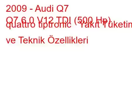 2009 - Audi Q7
Q7 6.0 V12 TDI (500 Hp) quattro tiptronic Yakıt Tüketimi ve Teknik Özellikleri