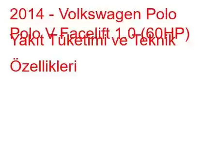 2014 - Volkswagen Polo
Polo V Facelift 1.0 (60HP) Yakıt Tüketimi ve Teknik Özellikleri