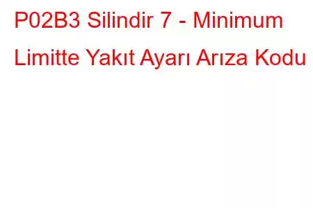 P02B3 Silindir 7 - Minimum Limitte Yakıt Ayarı Arıza Kodu