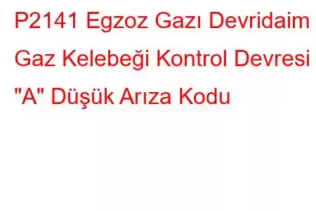 P2141 Egzoz Gazı Devridaim Gaz Kelebeği Kontrol Devresi 