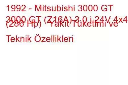 1992 - Mitsubishi 3000 GT
3000 GT (Z16A) 3.0 i 24V 4x4 (286 Hp) Yakıt Tüketimi ve Teknik Özellikleri