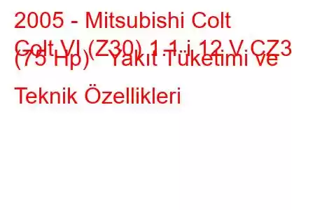 2005 - Mitsubishi Colt
Colt VI (Z30) 1.1 i 12 V CZ3 (75 Hp) Yakıt Tüketimi ve Teknik Özellikleri