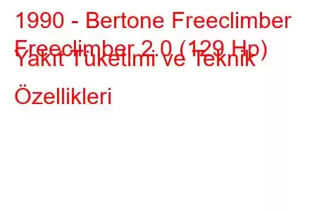 1990 - Bertone Freeclimber
Freeclimber 2.0 (129 Hp) Yakıt Tüketimi ve Teknik Özellikleri