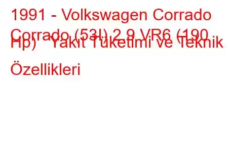 1991 - Volkswagen Corrado
Corrado (53I) 2.9 VR6 (190 Hp) Yakıt Tüketimi ve Teknik Özellikleri