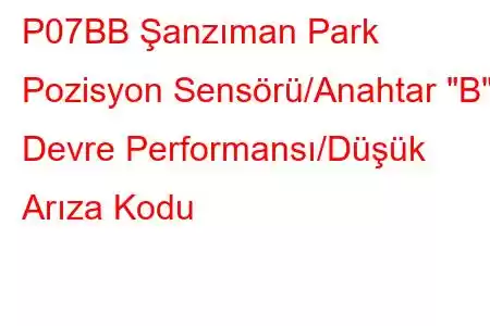 P07BB Şanzıman Park Pozisyon Sensörü/Anahtar 