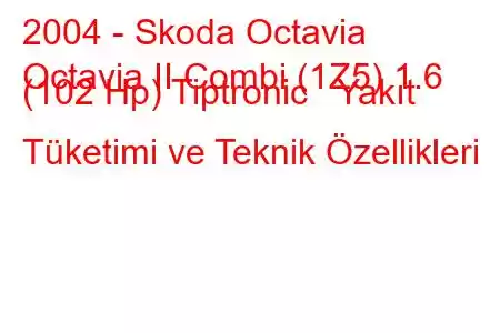 2004 - Skoda Octavia
Octavia II Combi (1Z5) 1.6 (102 Hp) Tiptronic Yakıt Tüketimi ve Teknik Özellikleri