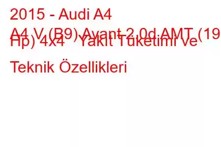 2015 - Audi A4
A4 V (B9) Avant 2.0d AMT (190 Hp) 4x4 Yakıt Tüketimi ve Teknik Özellikleri