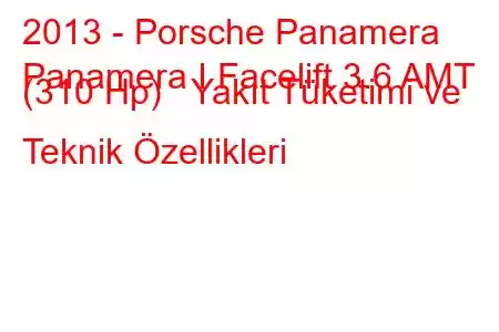 2013 - Porsche Panamera
Panamera I Facelift 3.6 AMT (310 Hp) Yakıt Tüketimi ve Teknik Özellikleri