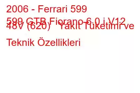 2006 - Ferrari 599
599 GTB Fiorano 6.0 i V12 48V (620) Yakıt Tüketimi ve Teknik Özellikleri