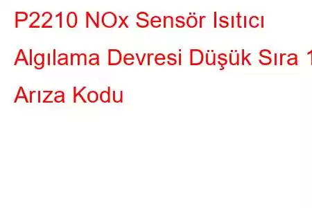 P2210 NOx Sensör Isıtıcı Algılama Devresi Düşük Sıra 1 Arıza Kodu