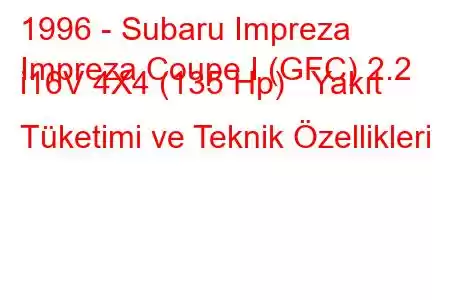 1996 - Subaru Impreza
Impreza Coupe I (GFC) 2.2 i16V 4X4 (135 Hp) Yakıt Tüketimi ve Teknik Özellikleri