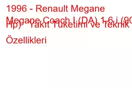 1996 - Renault Megane
Megane Coach I (DA) 1.6 i (90 Hp) Yakıt Tüketimi ve Teknik Özellikleri