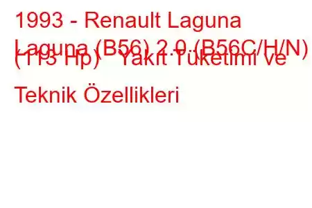 1993 - Renault Laguna
Laguna (B56) 2.0 (B56C/H/N) (113 Hp) Yakıt Tüketimi ve Teknik Özellikleri