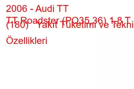 2006 - Audi TT
TT Roadster (PQ35,36) 1.8 T (180) Yakıt Tüketimi ve Teknik Özellikleri