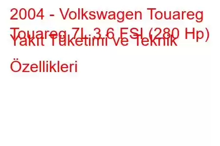 2004 - Volkswagen Touareg
Touareg 7L 3.6 FSI (280 Hp) Yakıt Tüketimi ve Teknik Özellikleri