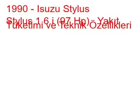 1990 - Isuzu Stylus
Stylus 1.6 i (97 Hp) Yakıt Tüketimi ve Teknik Özellikleri