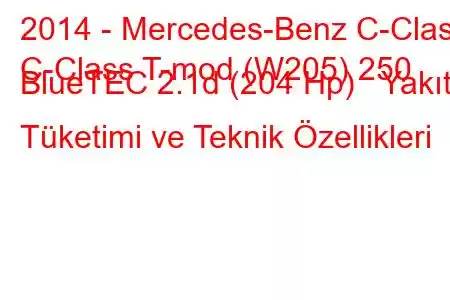 2014 - Mercedes-Benz C-Class
C-Class T-mod (W205) 250 BlueTEC 2.1d (204 Hp) Yakıt Tüketimi ve Teknik Özellikleri