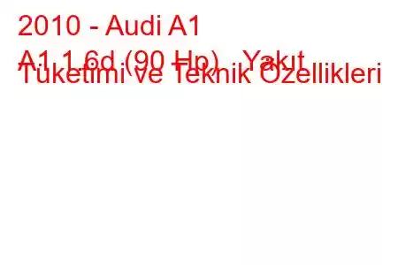 2010 - Audi A1
A1 1.6d (90 Hp) Yakıt Tüketimi ve Teknik Özellikleri