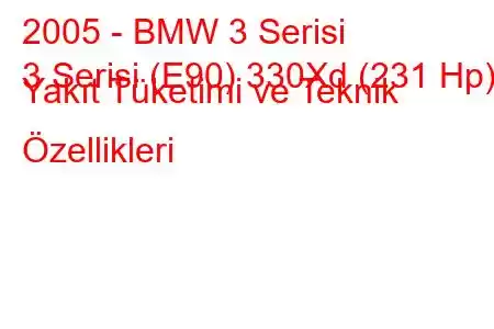 2005 - BMW 3 Serisi
3 Serisi (E90) 330Xd (231 Hp) Yakıt Tüketimi ve Teknik Özellikleri