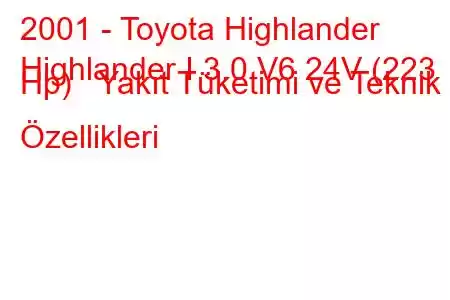 2001 - Toyota Highlander
Highlander I 3.0 V6 24V (223 Hp) Yakıt Tüketimi ve Teknik Özellikleri