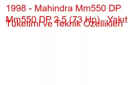 1998 - Mahindra Mm550 DP
Mm550 DP 2.5 (73 Hp) Yakıt Tüketimi ve Teknik Özellikleri