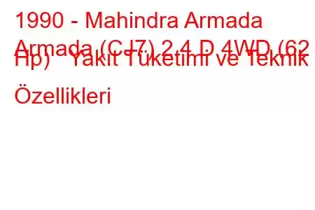 1990 - Mahindra Armada
Armada (CJ7) 2.4 D 4WD (62 Hp) Yakıt Tüketimi ve Teknik Özellikleri